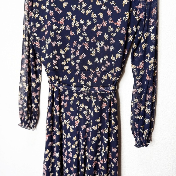 Allison Brittney Floral Print Mesh Tie Waist Long Sleeve Maxi Dress - Picture 8 of 10